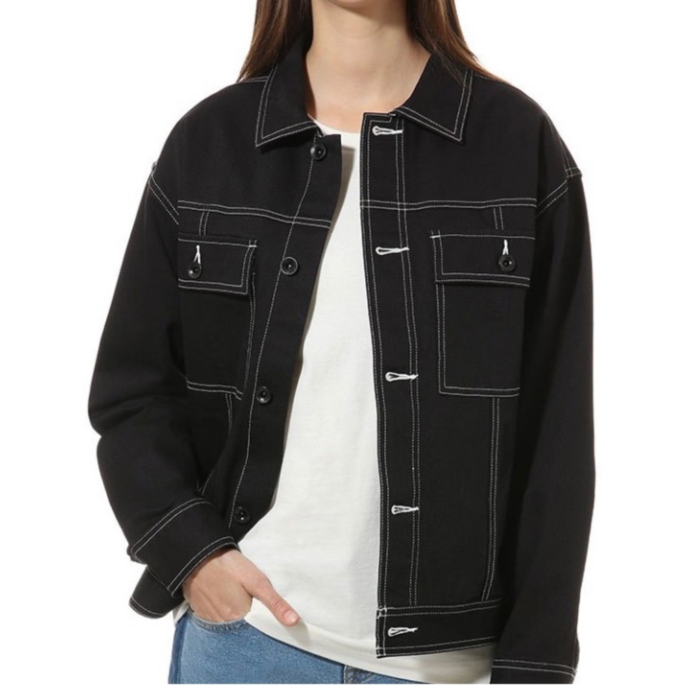 Vans Black Jean Jacket with White Stitching